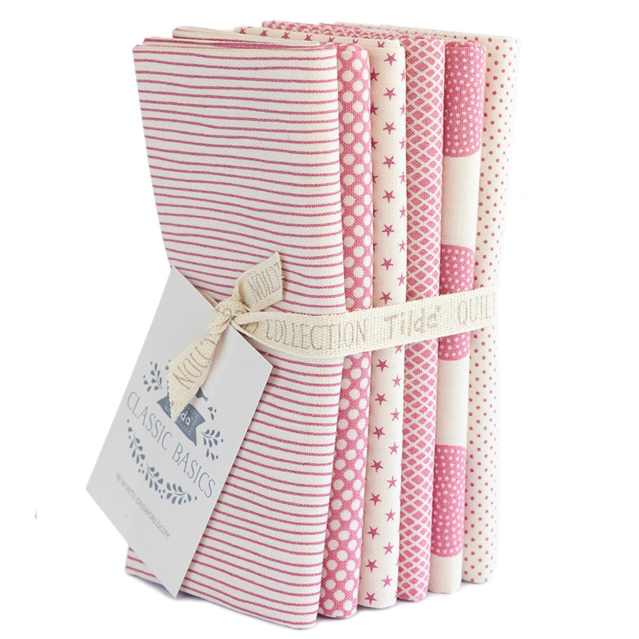Tilda Fabrics Classic Basic Fat Quarters - Pink - 20" x 22" - 100% Cotton